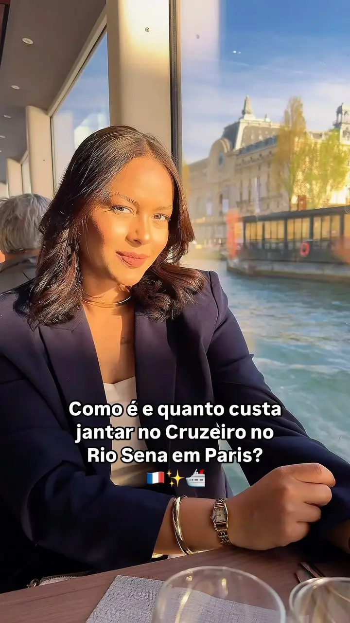 Rayane at dinner on a Seine river cruise in Paris
